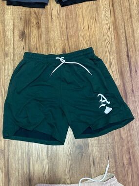 Men's Athletic Drawstring Shorts in Dark Green